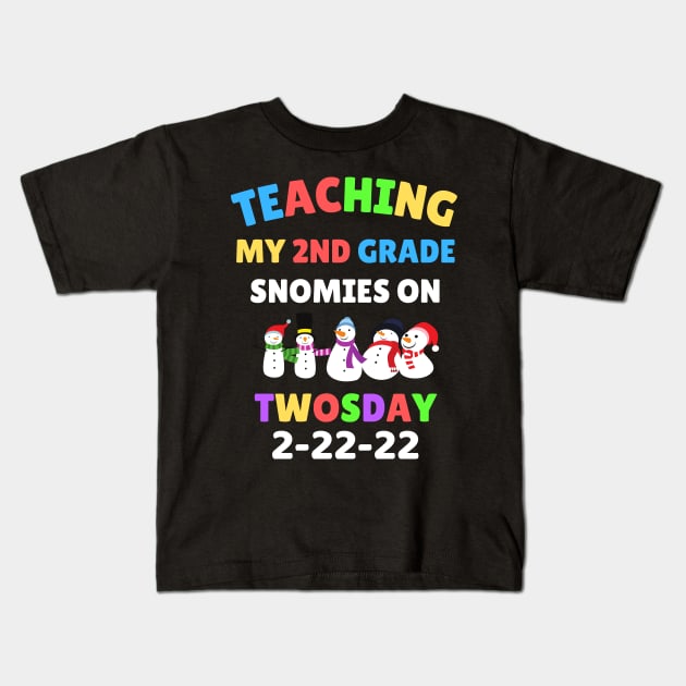 Teaching My 2nd Grade Snowmies on Twosday Kids T-Shirt by WassilArt